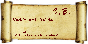 Vadászi Balda névjegykártya